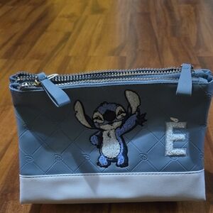 Disney’s Stitch Initial E Makeup BagCharacter Quilted Wristlet NWT ZIPPER